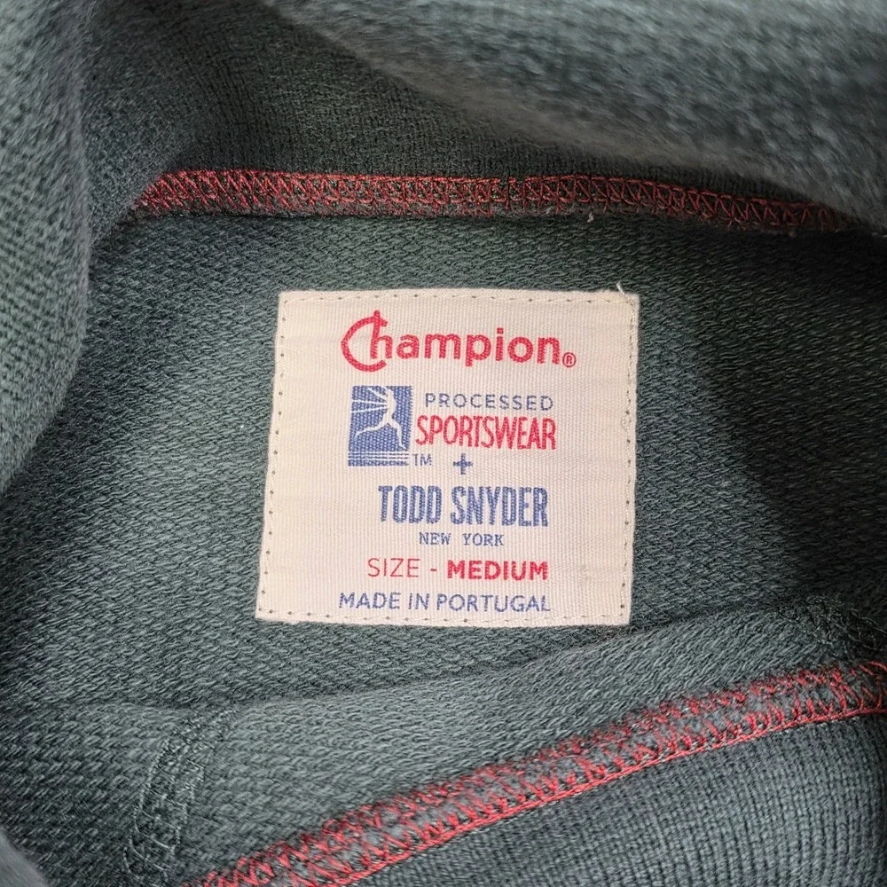 Champion Todd Snyder Men's Turtleneck Green White Striped Sweatshirt Size Medium